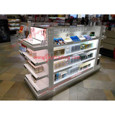 tienda de venta al por menor pantalla de madera estanterías góndola para equipos de supermercado personalizados salón de belleza estudio de exhibición cosmética