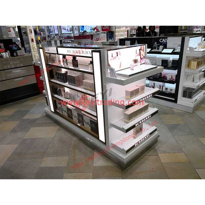 tienda de venta al por menor pantalla de madera estanterías góndola para equipos de supermercado personalizados salón de belleza estudio de exhibición cosmética