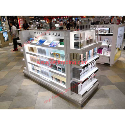 tienda de venta al por menor pantalla de madera estanterías góndola para equipos de supermercado personalizados salón de belleza estudio de exhibición cosmética