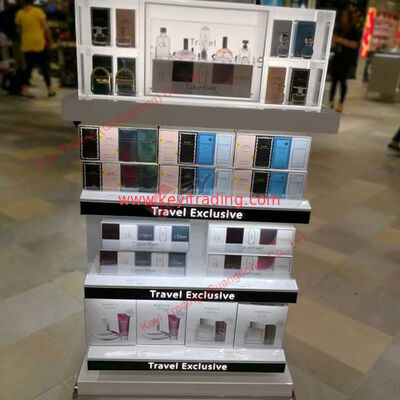 tienda de venta al por menor pantalla de madera estanterías góndola para equipos de supermercado personalizados salón de belleza estudio de exhibición cosmética