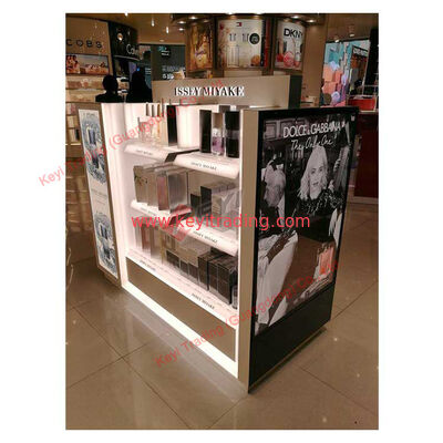 tienda de venta al por menor pantalla de madera estanterías góndola para equipos de supermercado personalizados salón de belleza estudio de exhibición cosmética