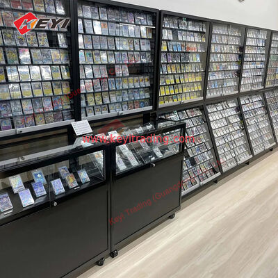 Repostionable Rail Card Display Case Retail Wholesale Trading Card metal and acrylic Display rack