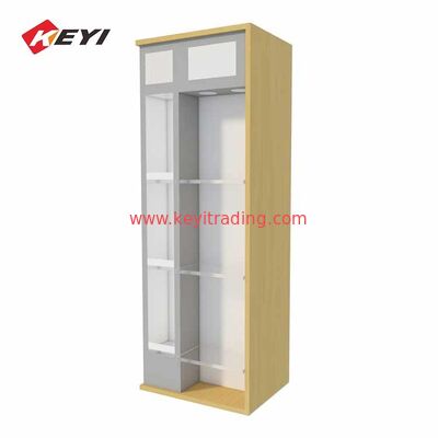 Luxo de madera libre de pie gabinete de visualización de vino con luz LED