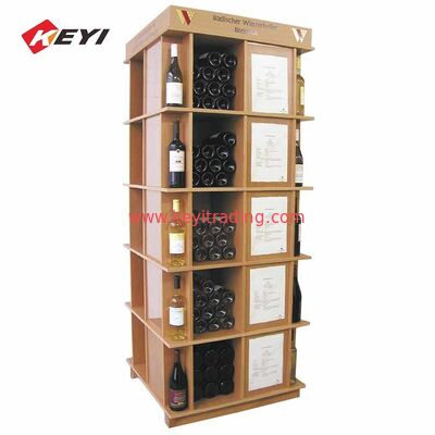 Luxo de madera libre de pie gabinete de visualización de vino con luz LED