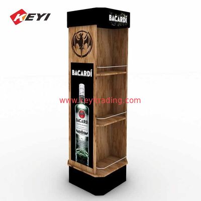 Luxo de madera libre de pie gabinete de visualización de vino con luz LED