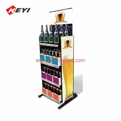 Hot Custom Floor Standing 4 Tier Metal Shelf Beer Display Stand Rack