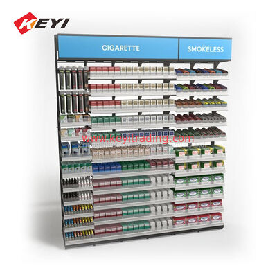 Display de cigarrillos en el piso de la tienda de conveniencia