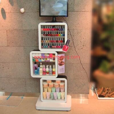 El maquillaje de encargo de la fábrica de China coloca el estante de exhibición derecho del esmalte de uñas del piso