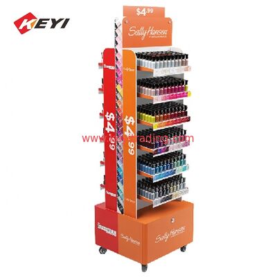 Estante de maquillaje de la tienda personalizada Estante de pintura de uñas de metal Estante con cajón de almacenamiento