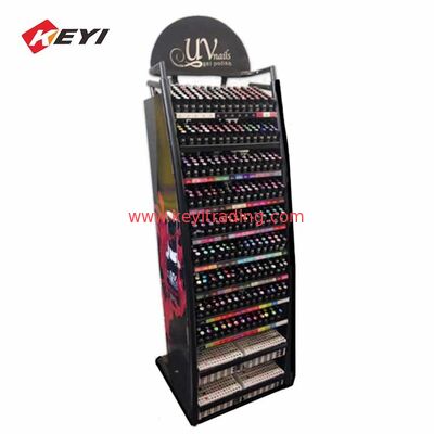 Estante de maquillaje de la tienda personalizada Estante de pintura de uñas de metal Estante con cajón de almacenamiento