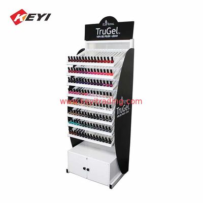 Estante de maquillaje de la tienda personalizada Estante de pintura de uñas de metal Estante con cajón de almacenamiento