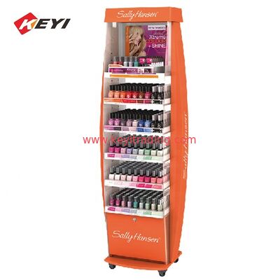 Estante de maquillaje de la tienda personalizada Estante de pintura de uñas de metal Estante con cajón de almacenamiento