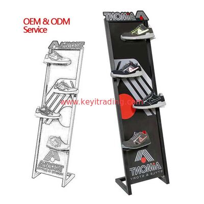Hecho en China OEM Exhibición del soporte del zapato del metal 4 de la capa del polvo negro