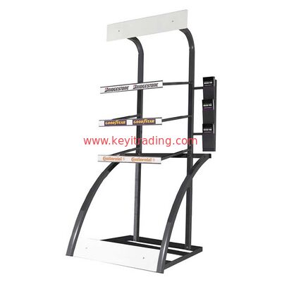 Floor Standing Metal Tire Showroom Displays Rack With Brochure Holder