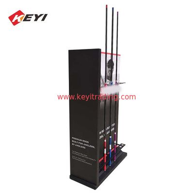Metal And Wooden materials floor standing Fishing Rod Display Stand