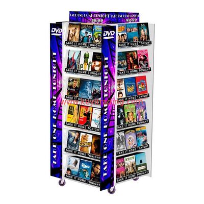 Estante de exhibición de disco de vinilo Cd Dvd de 4 vías con soporte de venta al por menor grande