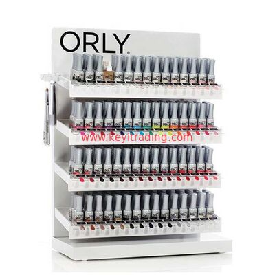 Custom Logo Counter Top 3 4 5 Tier White Metal Shelves Nail Polish Display Stand