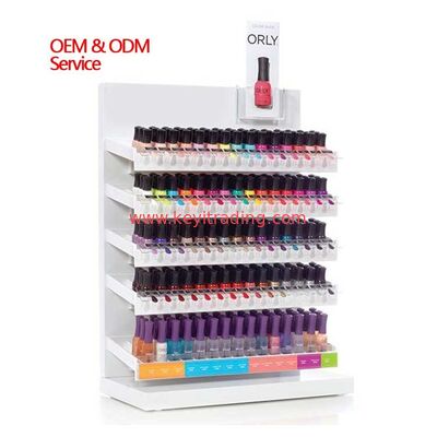 Custom Logo Counter Top 3 4 5 Tier White Metal Shelves Nail Polish Display Stand