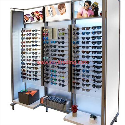 Estante de gafas de sol de pie de piso de exhibición de muebles de tienda óptica