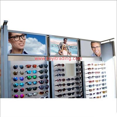 Estante de gafas de sol de pie de piso de exhibición de muebles de tienda óptica