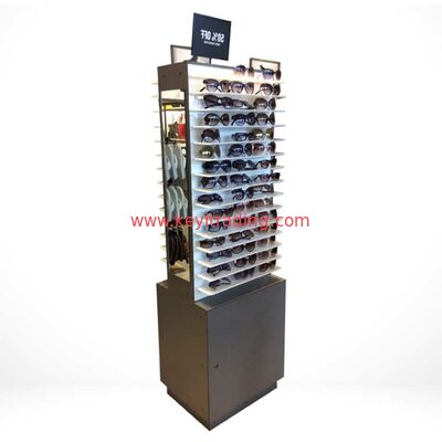 Estante de exhibición de madera de las gafas de sol de los muebles derechos del piso de doble cara