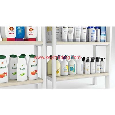 Estante de exhibición de los cosméticos de la tienda al por menor del soporte del maquillaje del piso - estante de madera 4