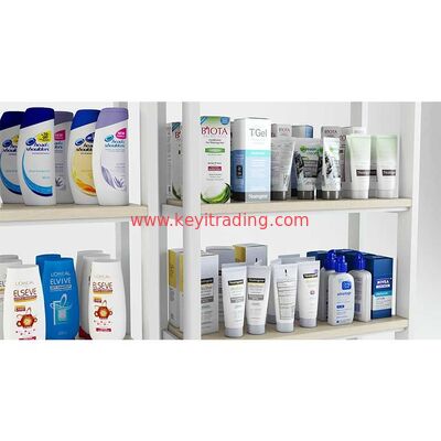 Estante de exhibición de los cosméticos de la tienda al por menor del soporte del maquillaje del piso - estante de madera 4