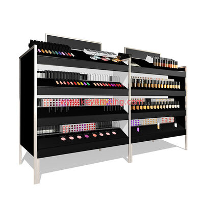 Soporte de exhibición del maquillaje de la grada del piso 4 de la tienda de cosméticos para el lápiz labial