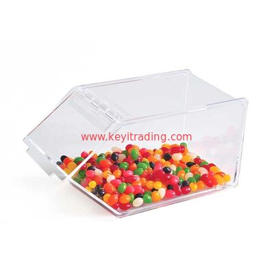 Caja de dulces de acrílico transparente, contenedor de almacenamiento dulce personalizado, venta al por mayor, con tapa