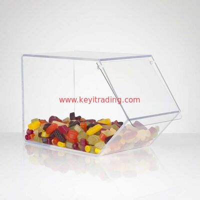 Caja de acrílico transparente a granel con tapa y selección de tamaño personalizado para dulces
