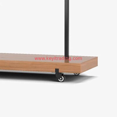 Estante para ropa móvil unipolar fabricado en China: material de metal y madera