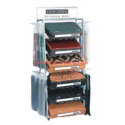 Retail Store 6 Tier Wire Shelf Floor Metal Display Rack For Door Mat