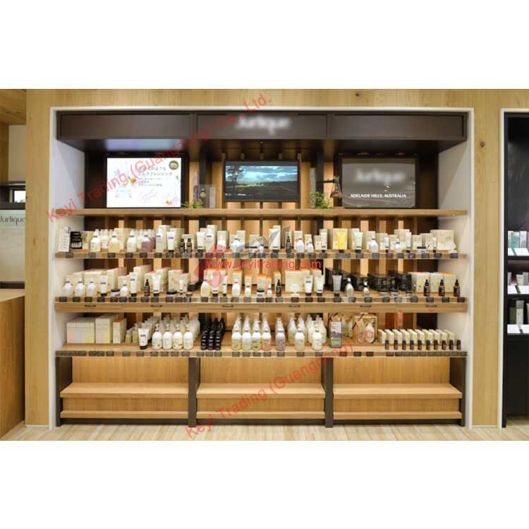 Tienda de diseño personalizado Venta al por menor Receptor publicitario acrílico Display de maquillaje cosmético Estand de soporte de cosméticos mostrador