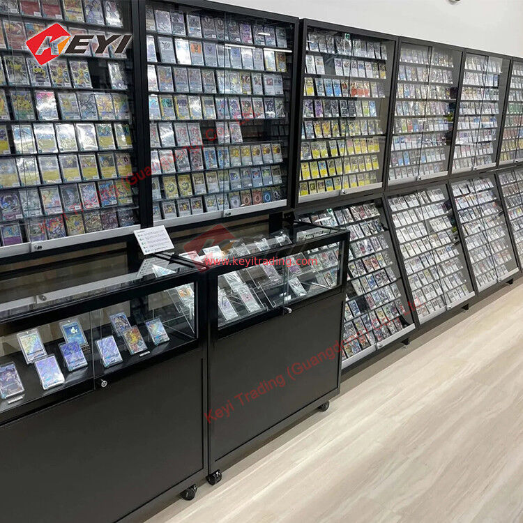 Retail Store Acrylic Graded Card Display Stand Collectible Lockable Sports Card Display Wall Trading Card Display Stand TCG CGC Pokemon Cards