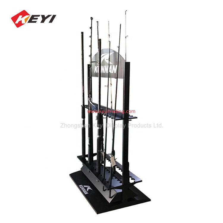 High Quality Fishing Rod Rack floor standing 2 Way Metal Display Stand for Retail store
