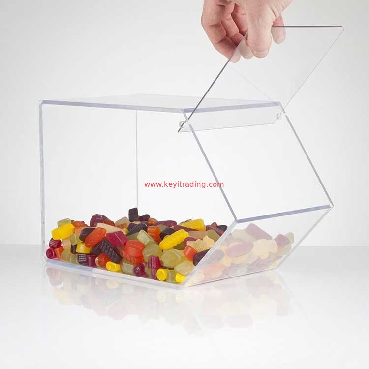 Caja de acrílico transparente a granel con tapa y selección de tamaño personalizado para dulces